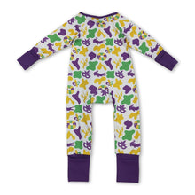 Load image into Gallery viewer, Crocodile crawfish baby kids zipper Mardi Gras romper