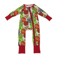 Load image into Gallery viewer, Green face ornaments baby Christmas zipper romper