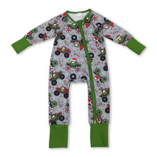 Load image into Gallery viewer, Green long sleeves Christmas hat truck baby boy zipper romper