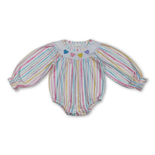 Load image into Gallery viewer, Long sleeves colorful stripe heart baby girls Valentine's romper