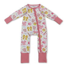 Load image into Gallery viewer, Long sleeves pink bow softball baby girls zipper romper