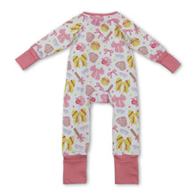 Load image into Gallery viewer, Long sleeves pink bow softball baby girls zipper romper