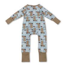 Load image into Gallery viewer, long sleeves blue western boots stars baby romper