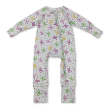 Load image into Gallery viewer, long sleeves purple green yellow bows polka baby romper