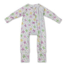 Load image into Gallery viewer, long sleeves purple green yellow bows polka baby romper