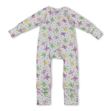 Load image into Gallery viewer, long sleeves purple green yellow bows polka baby romper