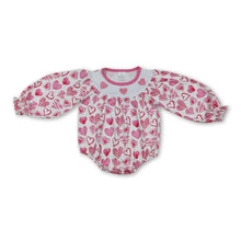 Load image into Gallery viewer, Long sleeves heart baby girls Valentine's day romper