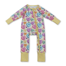 Load image into Gallery viewer, Long sleeves yellow plaid heart baby girls valentine's romper