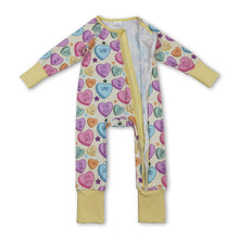 Load image into Gallery viewer, Long sleeves yellow plaid heart baby girls valentine's romper