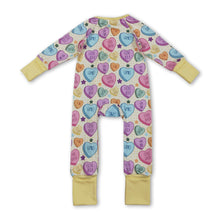 Load image into Gallery viewer, Long sleeves yellow plaid heart baby girls valentine's romper