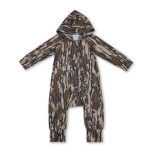 Load image into Gallery viewer, Long sleeves olive camo baby kids hooded zipper romper