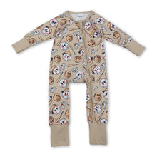 Load image into Gallery viewer, Long sleeves khaki baseball baby kids zipper romper