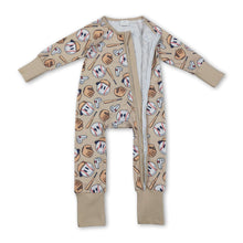 Load image into Gallery viewer, Long sleeves khaki baseball baby kids zipper romper