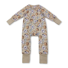 Load image into Gallery viewer, Long sleeves khaki baseball baby kids zipper romper