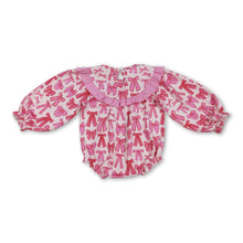 Load image into Gallery viewer, Pink bow daddy's valentine smocked baby girls romper