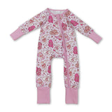 Pink heart boots hat western girls Valentine's zipper romper