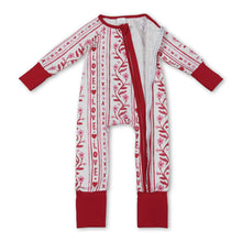 Load image into Gallery viewer, Red heart love floral baby girls Valentine's zipper romper
