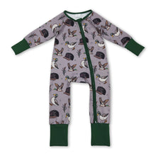 Load image into Gallery viewer, Long sleeves green duck camo hat baby girls zipper romper