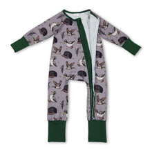 Load image into Gallery viewer, Long sleeves green duck camo hat baby girls zipper romper