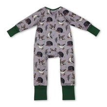 Load image into Gallery viewer, Long sleeves green duck camo hat baby girls zipper romper