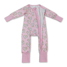 Load image into Gallery viewer, Long sleeves heart donuts baby girls Valentine's romper