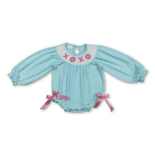 Load image into Gallery viewer, Long sleeves donut XOXO smocked baby girl Valentine's romper