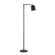 Load image into Gallery viewer, 60-inch Industrial Modern Black Metal Floor Lamp with Gold Accents