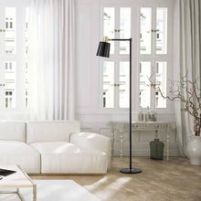 Load image into Gallery viewer, 60-inch Industrial Modern Black Metal Floor Lamp with Gold Accents