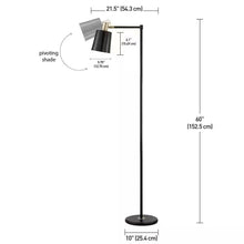 Load image into Gallery viewer, 60-inch Industrial Modern Black Metal Floor Lamp with Gold Accents