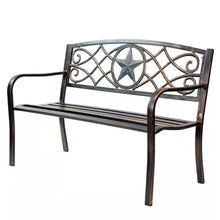 Load image into Gallery viewer, Powder Coated Steel 4-ft. Outdoor Patio Garden Bench in Bronze Metal Finish