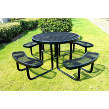Load image into Gallery viewer, Heavy Duty Steel Metal Round Picnic Table w/ 4 Benches Outdoor Patio Dining Set