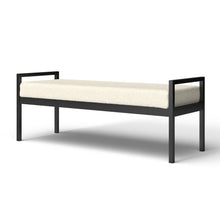 Load image into Gallery viewer, Modern Industrial Bed Bench with Black Metal Frame and Cream Upholstered Cushion