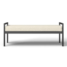 Load image into Gallery viewer, Modern Industrial Bed Bench with Black Metal Frame and Cream Upholstered Cushion