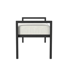 Load image into Gallery viewer, Modern Industrial Bed Bench with Black Metal Frame and Cream Upholstered Cushion