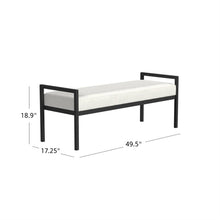 Load image into Gallery viewer, Modern Industrial Bed Bench with Black Metal Frame and Cream Upholstered Cushion