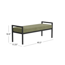 Load image into Gallery viewer, Modern Industrial Bed Bench with Black Metal Frame and Sage Green Velvet Cushion