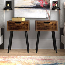 Load image into Gallery viewer, Set of 2 - Modern Mid-Century Farmhouse Bedroom Nightstand End Table
