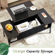 Load image into Gallery viewer, Modern Lift-Top Coffee Table Laptop Desk with Storage Shelf in Black Wood Finish