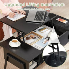 Load image into Gallery viewer, Modern Lift-Top Coffee Table Laptop Desk with Storage Shelf in Black Wood Finish