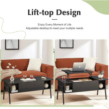 Load image into Gallery viewer, Modern Lift-Top Coffee Table Laptop Desk with Storage Shelf in Black Wood Finish