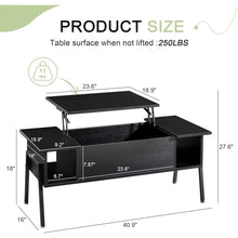 Load image into Gallery viewer, Modern Lift-Top Coffee Table Laptop Desk with Storage Shelf in Black Wood Finish