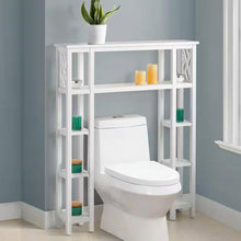 Load image into Gallery viewer, Over the Toilet Bathroom Shelving Unit with 9-Shelves in White Wood Finish