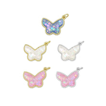 Load image into Gallery viewer, Pink Blue Pearl Butterfly Charm, Sku#LX459