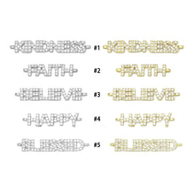 Load image into Gallery viewer, CZ Silver Kindness Believe Blessed Faith Happy Connector Charm Beads, Sku#LX711