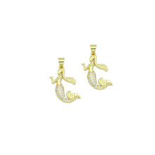 Load image into Gallery viewer, Clear CZ Gold Mermaid Charm Pendant,Sku#LX845