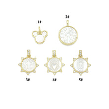 Load image into Gallery viewer, Gold Mother of Pearl Pendant Collection – Mouse Snowflake &amp; Religious Designs, Sku#LX957