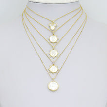 Load image into Gallery viewer, Gold Mother of Pearl Pendant Collection – Mouse Snowflake &amp; Religious Designs, Sku#LX957