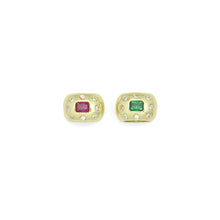 Load image into Gallery viewer, Pink Green CZ Gold Large Hole Oval Spacer Beads Charm Pendant, Sku#LX967