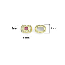 Load image into Gallery viewer, Pink Green CZ Gold Large Hole Oval Spacer Beads Charm Pendant, Sku#LX967