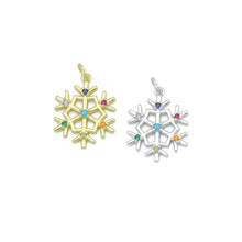 Load image into Gallery viewer, Colorful CZ Gold Silver Snowflake Charm Pendant, Sku#LX971